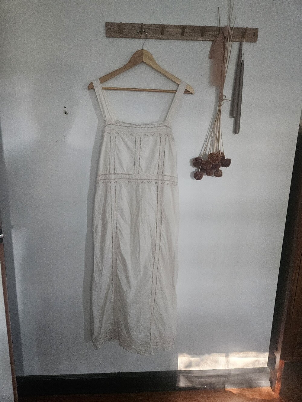 Aerie Embroidered Lace Cream Maxi Dress